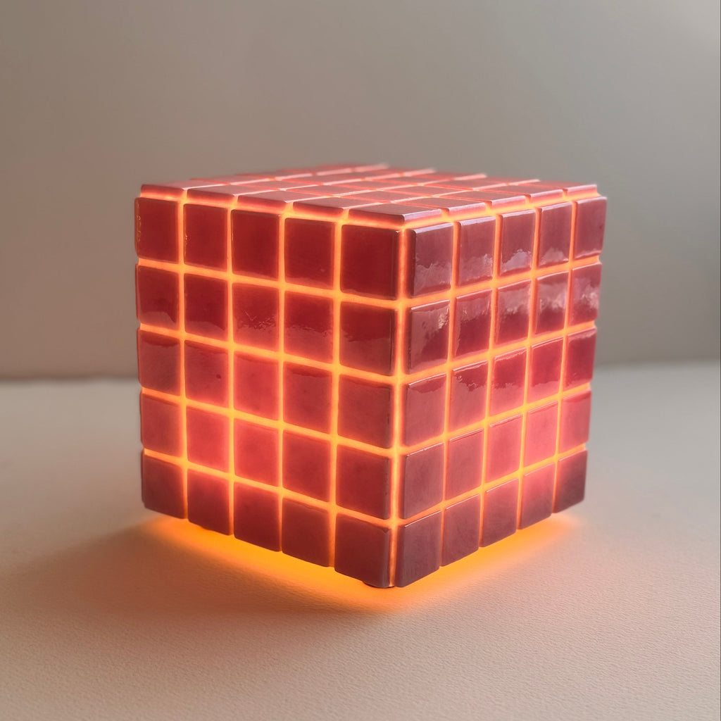 Mosaic Cube Lamp (Purple) - Handmade Ambient Light