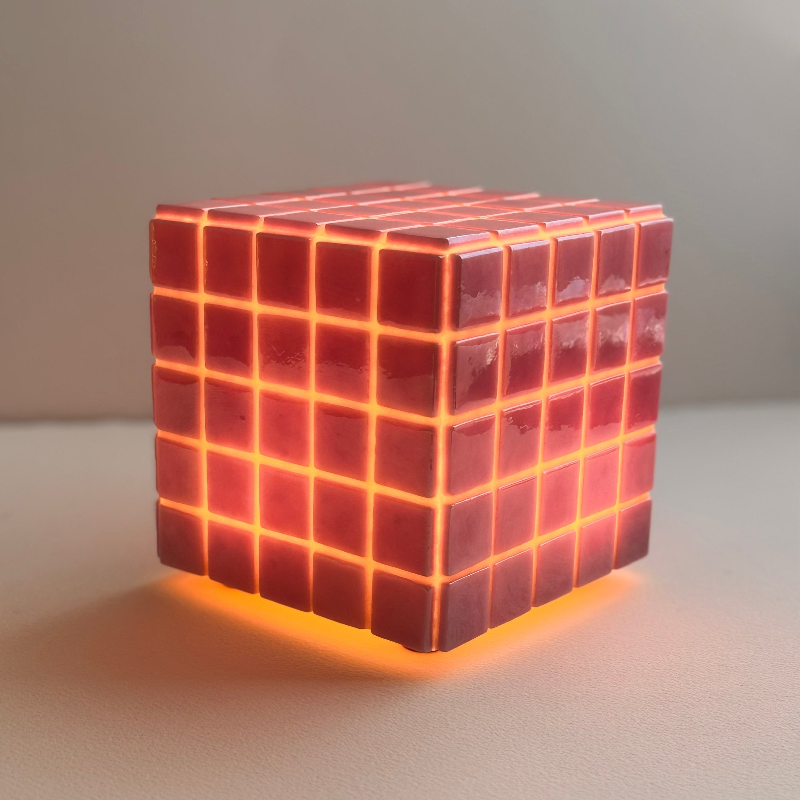Mosaic Cube Lamp (Purple) - Handmade Ambient Light