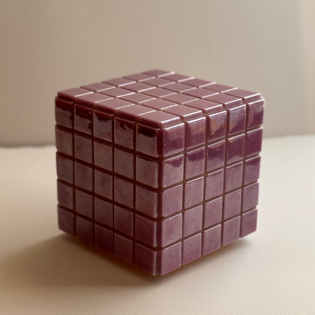 Mosaic Cube Lamp (Purple) - Handmade Ambient Light