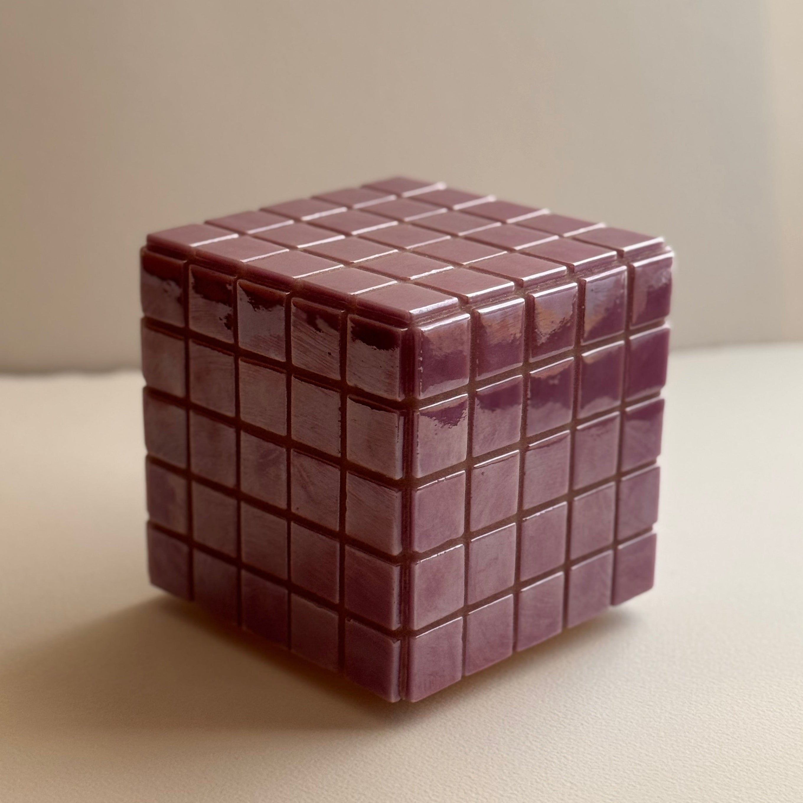 Mosaic Cube Lamp (Purple) - Handmade Ambient Light