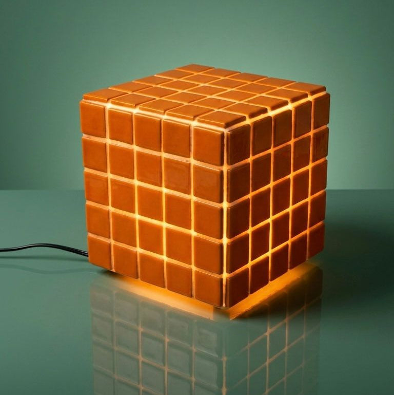 Mosaic Cube Lamp (Orange) – Handmade Ambient Light