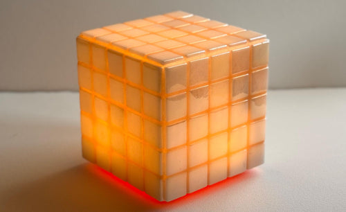 Mosaic Cube Lamp (Beige) - Handmade Ambient Light