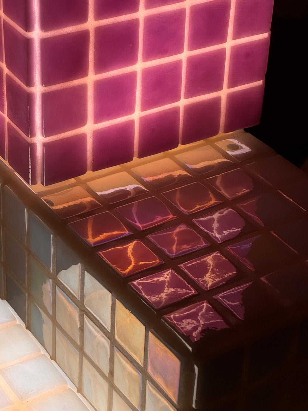 Mosaic Cube Lamp (Purple) - Handmade Ambient Light
