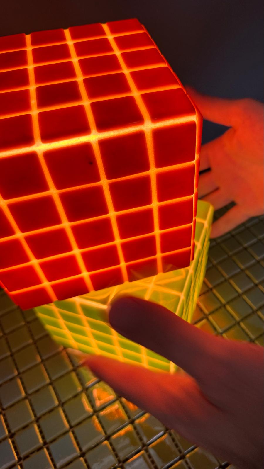 Mosaic Cube Lamp (Orange) – Handmade Ambient Light