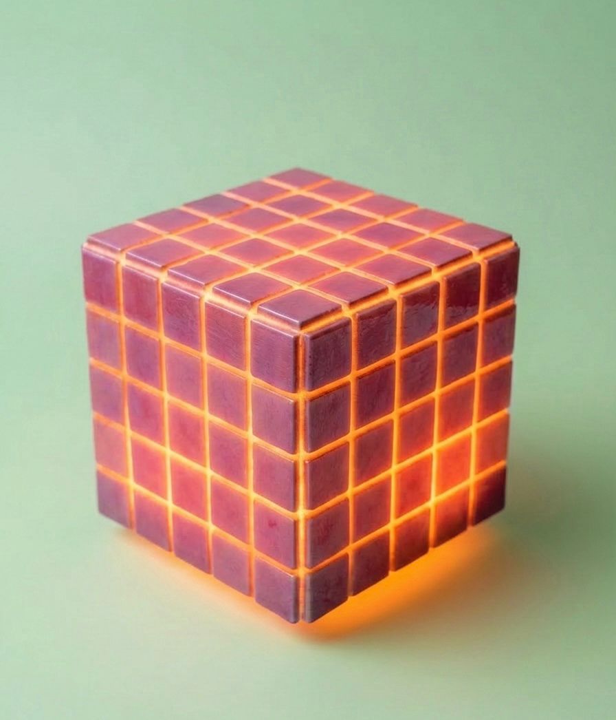 Mosaic Cube Lamp (Purple) - Handmade Ambient Light