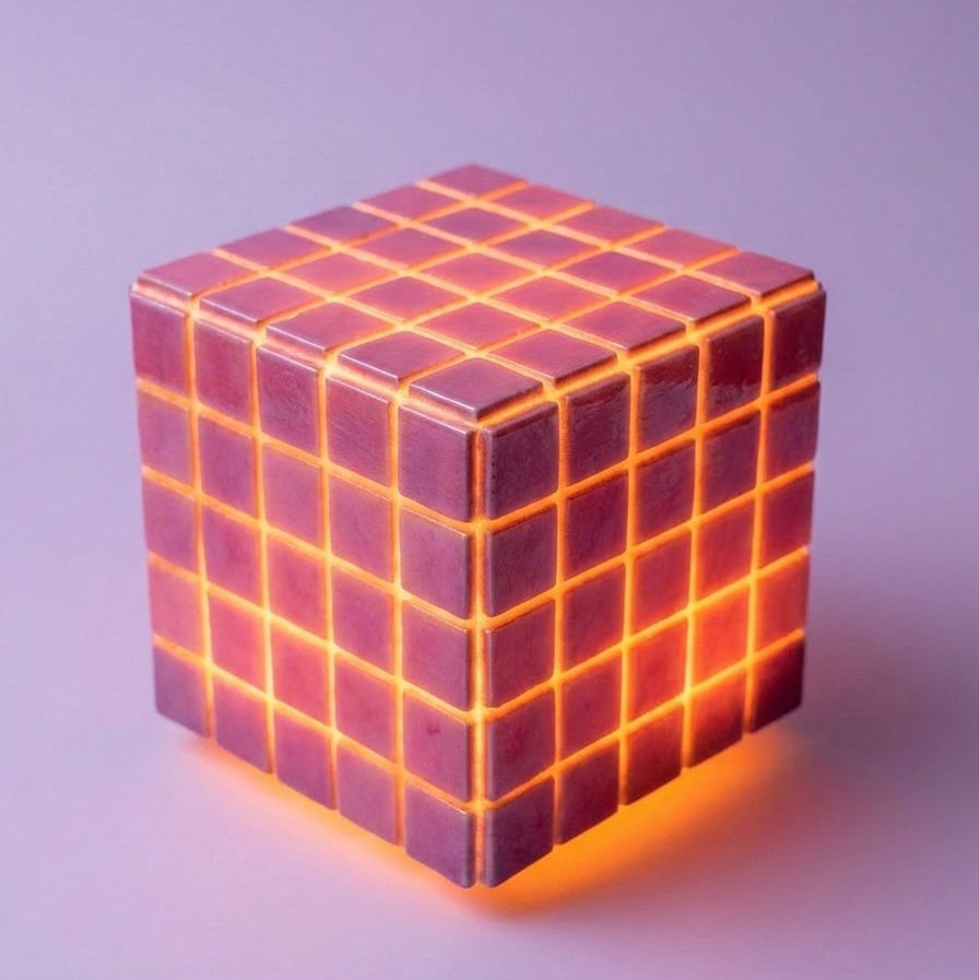 Mosaic Cube Lamp (Purple) - Handmade Ambient Light
