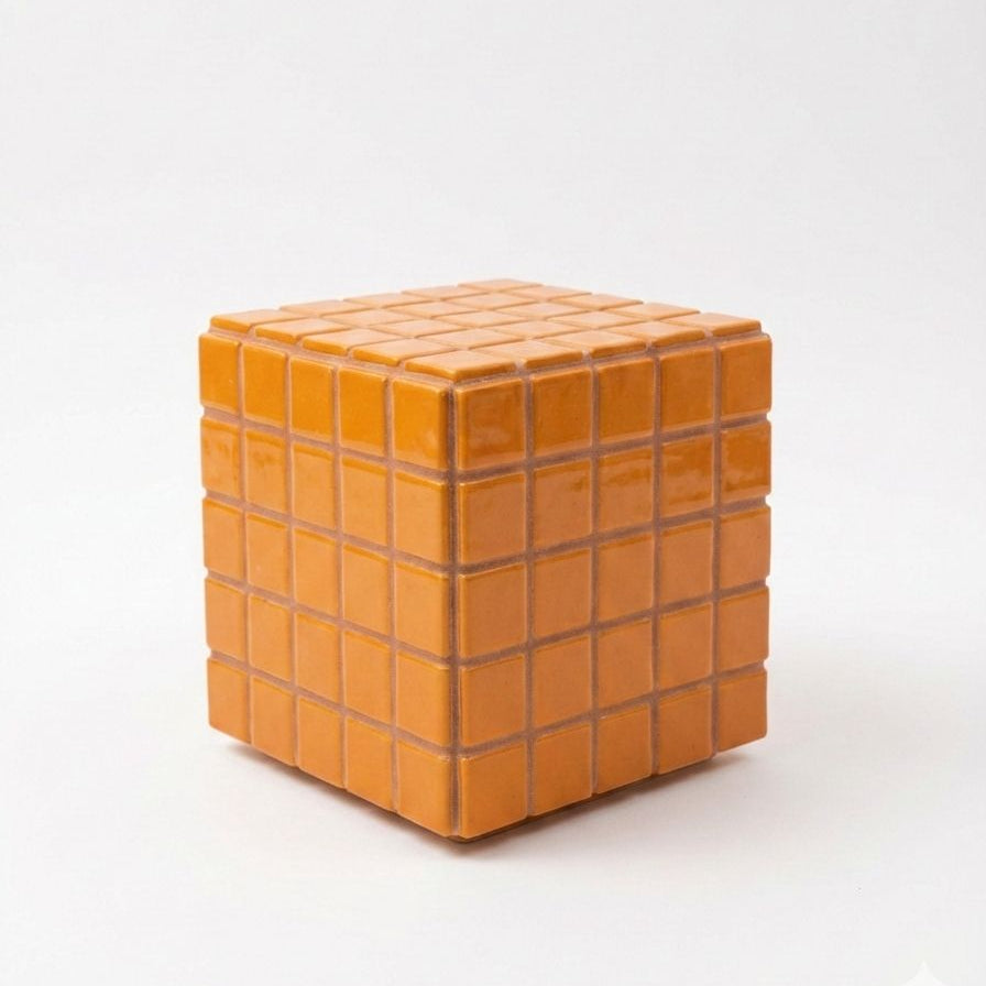 Mosaic Cube Lamp (Orange) – Handmade Ambient Light
